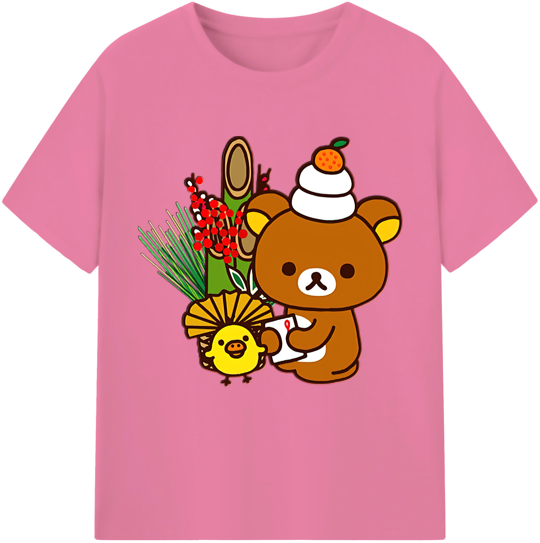 （画像用） リラックマ リラックマ キイロイトリ Rilakkuma Korilakkuma Kiiroitori 綿100％半袖Tシャツ（フロントプリント）